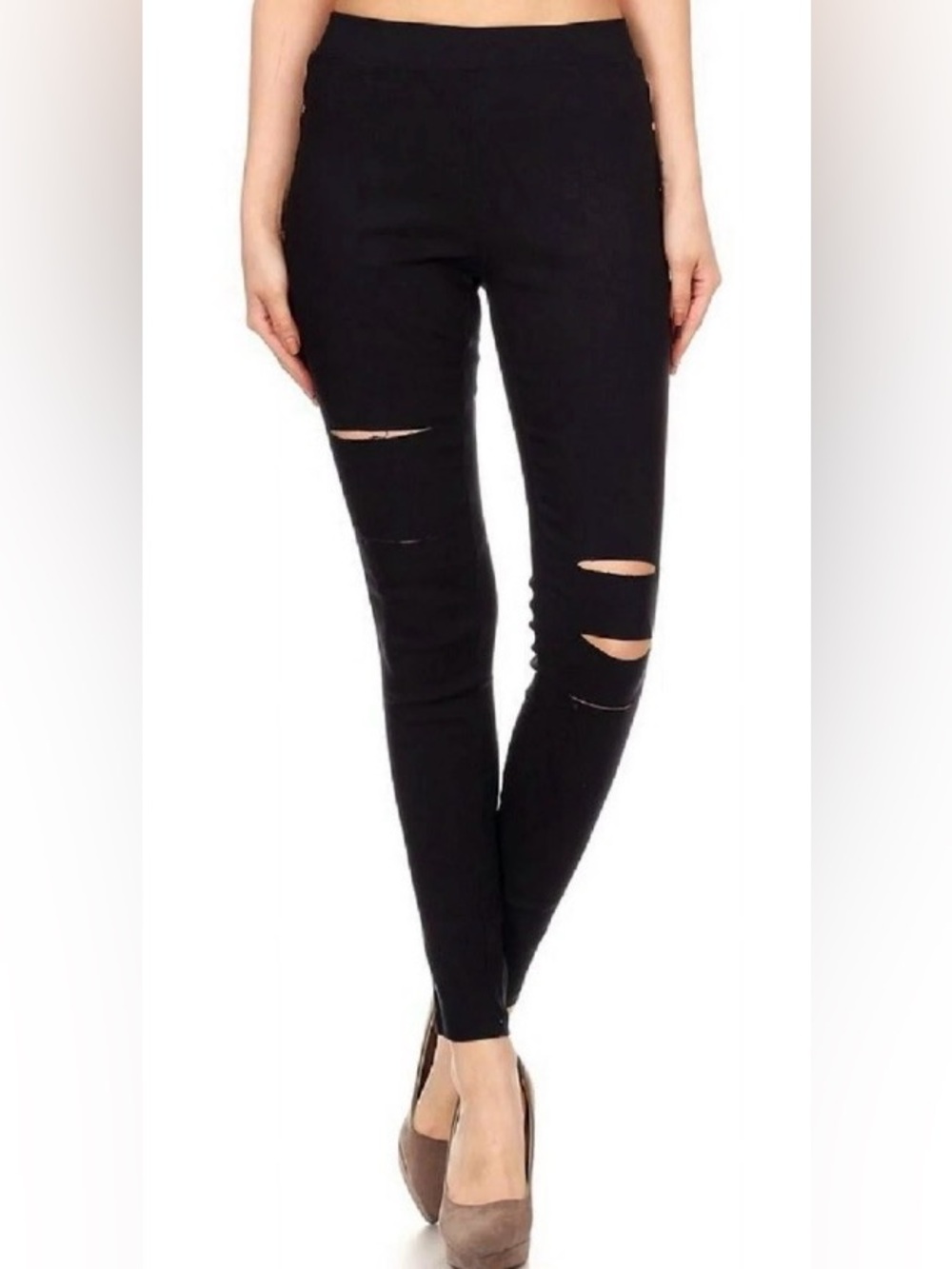 Black Distressed Ripped Skinny Jeggings XL